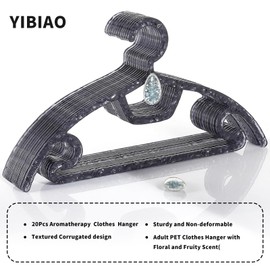 YEBIAO Plastic Clothes Hangers with Aromatherapy – Set of 20 Water Ripple Design Aroma PET Coat Hangers, Featuring a Fresh Floral and Woody Scent