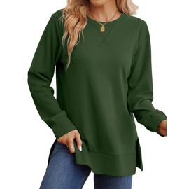 Saloogoe Christmas Sweatshirt for Women Long Sleeve Fall Shirts Trendy Tunic Tops for Leggings Green M