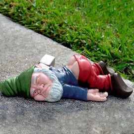 HOMELEX Funny Drunk Gnome Statues Naughty Garden Dwarf Sculpture Fairy Garden Ornaments for Lawn Yard Patio Decor Outdoor