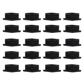 20PCS Square Plastic End Caps 40mm x 40mm Black Insert Plugs Anti-Slip Plastic Square Tube Plug for Pipe Tables Chairs Desks Beds