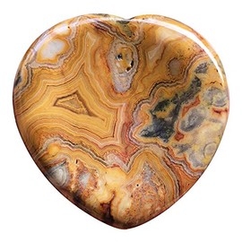Fekuar Natural Crazy Agate Crystal Thumb Worry Stone, Hand Carved Healing Crystal Heart Shaped Stone for Anxiety Stress Relief Meditation 1.5"