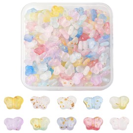 MakemadeDIY - 200 abalorio acrílicas de mariposa para hacer joyas, abalorio transparentes de colores AB para hacer pulseras de amistad, abalorio espaciadoras sueltas brillantes para collares, aretes