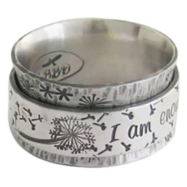 CUSIOALQQ Fashion Sterling Silver Dandelion Ring for Women, Dandelion Flower Spinner Chunky Jewelry Gift, Vintage Anti Anxiety Fidget Rotate Freely Inspirations Stress Relief Band Ring O