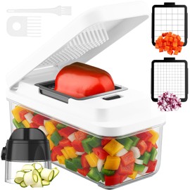 Vihoom Vegetable Cutter, Spiral Cutter, Vegetables, Onion Cutter, Vegetable Chopper for Quick and Even Dice, Dice Cutter with 2 Interchangeable Blades for Carrot, Potato, Cucumber
