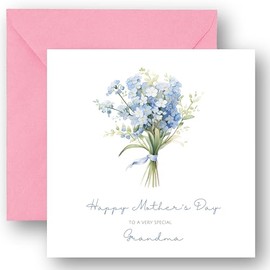 Grandma Mothers Day Card - Nan Nana Mothers Day Card - Mothers Day Card Granny Gran - Cute Great Happy Traditional Floral Cards - 14cm