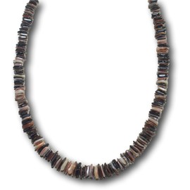 Native Treasure 14" Men Women Tropical Summer Beach Surfer Necklace From the Philippines, Polished Mixed Brown Ark Shells
