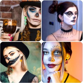 Juego de 2 moldes de resina para aretes de Halloween, diseo de calavera y corazn, fantasma, esqueleto, flor, sombrero de bruja, molde de silicona, colgante de joyera de Halloween, molde de fundicin epoxi