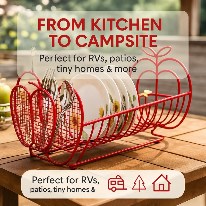 Jumbl Expandable Dish Drying Rack – Apple Decor Metal Dish