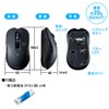 Sanwa Direct 400-MABT158BK Bluetooth Mouse, Blue LED, 5 Buttons, Compatible