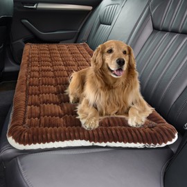 TRYKERPET Non-Slip Dog Bed Mat for Car, Backseat Pet Bed Mat, Fuzzy Dog Seat Cover for Car Back Seat Soft and Comfortable, Backseat Extender Pet Blanket for SUV & Truck (23.6 x 51.2 Inch, Dark Coffee)