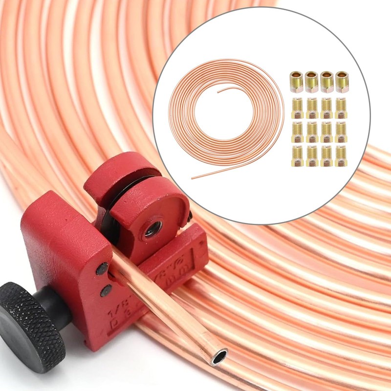 MospdyGear 25Ft 1/4" Diameter Brake Pipe Kit, Iron Plated Copper