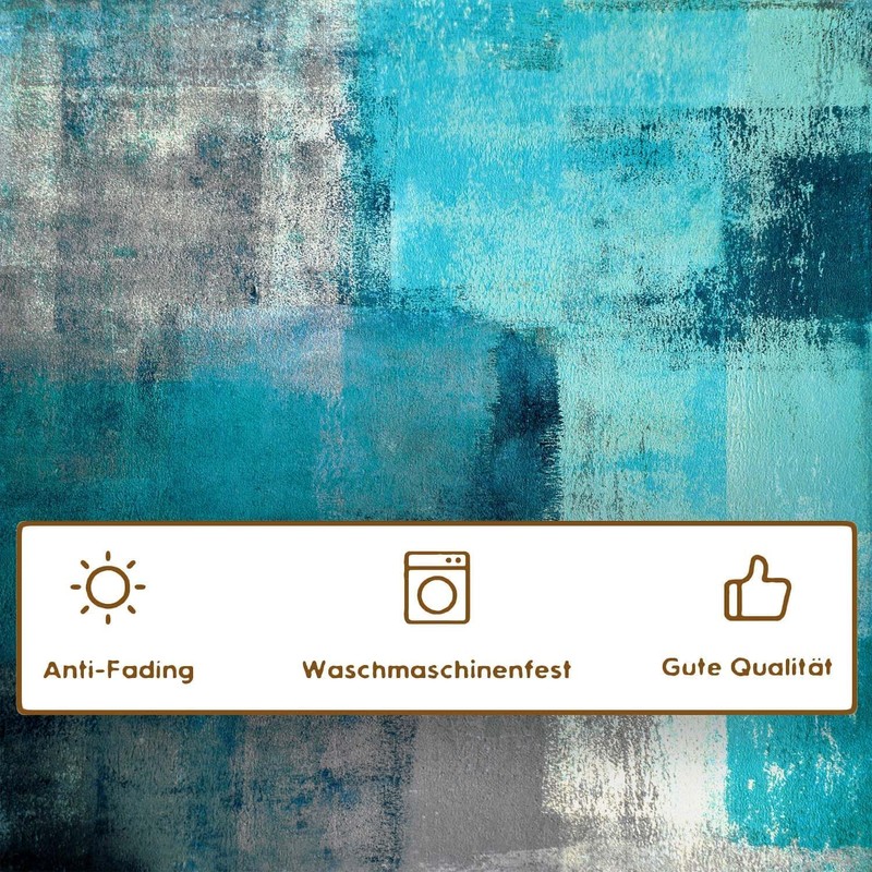 Modern Tablecloth 140 x 200 cm Turquoise Art Painting Tablecloth