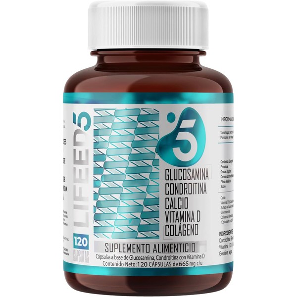 LIFEED 120 Cápsulas de Glucosamina y Condroitina | Colageno Hidrolizado,