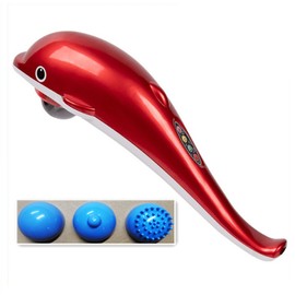 Deep Tissue Percussion Massager Dolphin Shape for Neck Shoulder Relieve Fatigue Handheld Full Body Massager with 3 Heads US Plug 110V