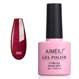 AIMEILI Semi-Permanent Gel Nail Polish UV LED Nail Polish Semi-Permanent Nail Polish Kit Soak off Gel Colors for Manicure - Cherry Blossom (006) 10ml