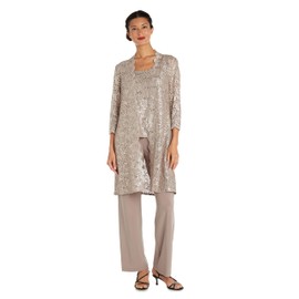 R&M Richards - Chamarra para Mujer con 3 Cordones y pantalón Liso, Champagne, 18W