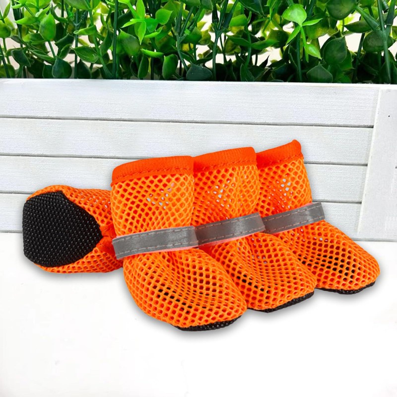 Summer Mesh Dog Shoes, Pack of 4 Breathable Paw Protection,