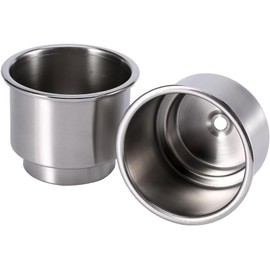 Soporte para Tazas, 2 Piezas de Acero Inoxidable Universal para Botellas de Bebidas con Agujero de Drenaje para Marina, Caravana, Barco, yate, Autocaravana