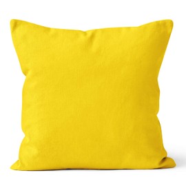 Encasa XO Throw Cushion Cover 2pc Set - Sunbeam Yellow - 24 x 24 inch Solid Dyed Cotton Canvas Square Accent Decorative Pillow Case for Couch Sofa Chair Bed & Home