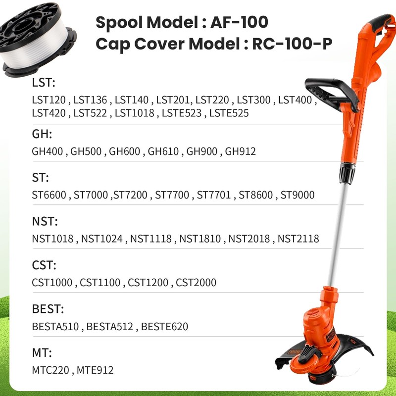 AF100 Replacement Spools for Black Decker Weed Eater String, 30Ft