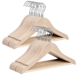 StorageWorks Baby Hangers 20 Pack, Lotus Wood Clothes Organizer for Toddler, Kids Wooden Hanger with Pant Bar for Closet, Natural Lotus Wood Color