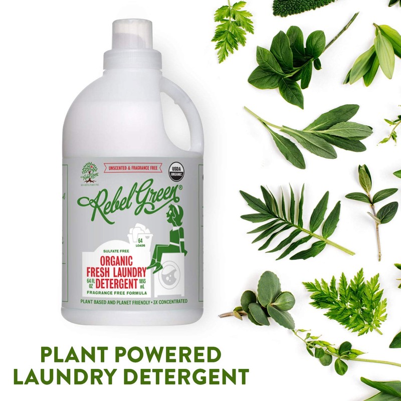 Rebel Green Laundry Detergent, Organic and Sulfate Free Hypoallergenic Laundry