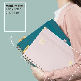 POPRUN Monthly Planner 2025-2026 Spiral Hardcover (6.25'' x 8.5''), 18 Months Calendar (Jul.2025 - Dec.2026)- 2 Pages per Month with Dotted Note Pages, Sunday Start, Laminated Tab - Violet