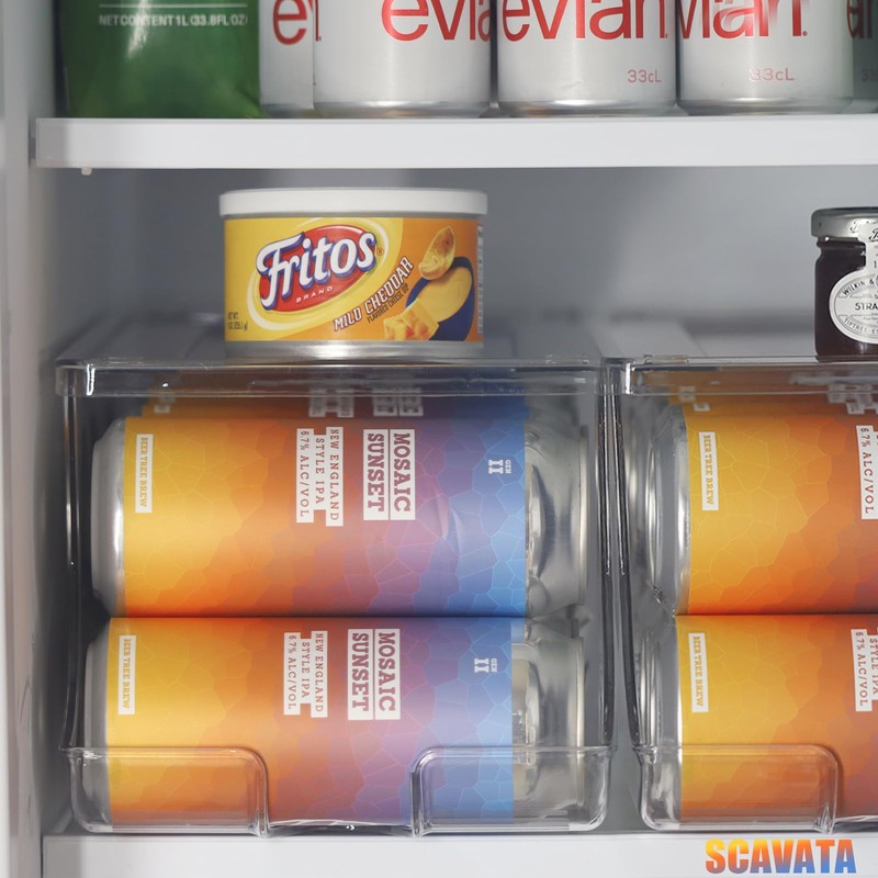 SCAVATA 4 Pack Tall Skinny Can Organizer for Refrigerator, Stackable