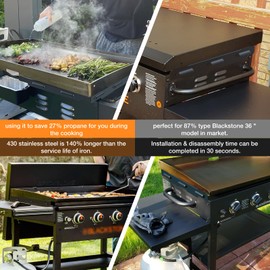 Upgradad Wind Guard for Blackstone 36 Inch Griddle,Blackstone Griddle Accessories Magnetic Stainless Steel for Blackstone Grill,Wind Screen Protect Flame,Saving Propane,Compatible with Hood,Black