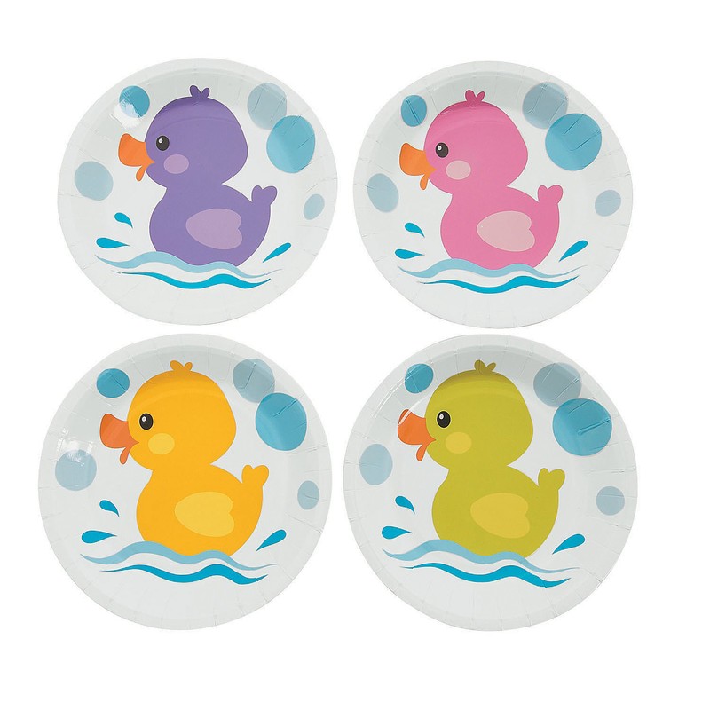 Fun Express Rubber Ducky Paper Dessert Plates - Duck Themed