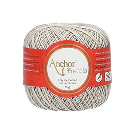 ANCHOR Freccia 6 4771006 00397 White Crochet Yarn 100% Cotton