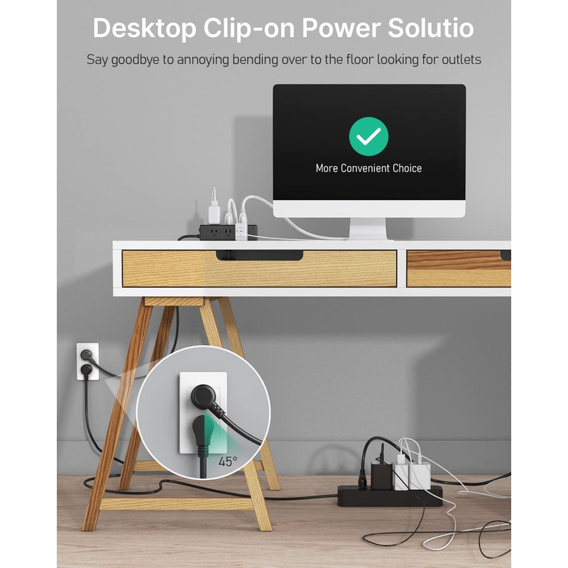 CCCEI Desk Clamp Power Strip with 9 Outlets, Desktop Edge