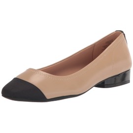 Anne Klein Women’s Carlie Comfortable Ballet Flat, Nude/Black, 8