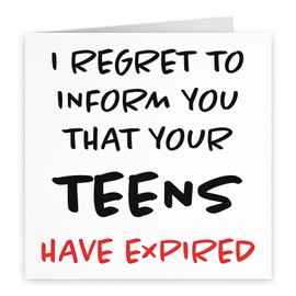Hunts England - Funny 20th Birthday Card - Funny I Regret To Inform You That Your Teens Have Expired - For Him, Her, Women, Men, Son, Daughter, Friend, etc