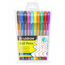 Liquidraw Ballpoint Pens Set Of 10 Assorted Colours Multicolour Ball Pens Medium Point 1.0mm Ball Point Multicoloured Pen Set Smooth Writing Comfortable Grip For Home, School & Office