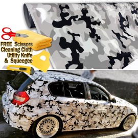 AUTOGOODY 96" x 60" Snow Camo Camouflage Vinyl Film Wrap Decal Air Bubble Free 8ft x 5ft