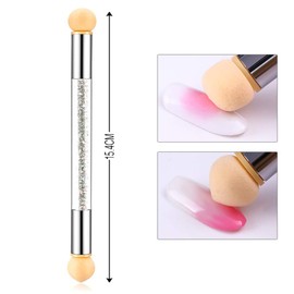 SILPECWEE 3Pcs Acrylic Nail Gradient Brush Set Double-Head Sponge Pen Nail Ombre Brush With 4Pcs Replaceable Sponge Head Manicure Tools
