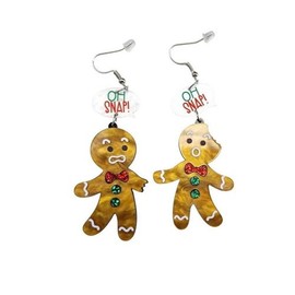 Cute Christmas Gingerbread Man Shape Resin Dangle Earrings for Women Jewelry(E)