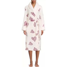 SECRET TREASURES WOMEN'S SUPERMINKY SLEEP ROBE *CHOOSE COLOR & SIZE - White/Purple Hearts, Regular, 3XL