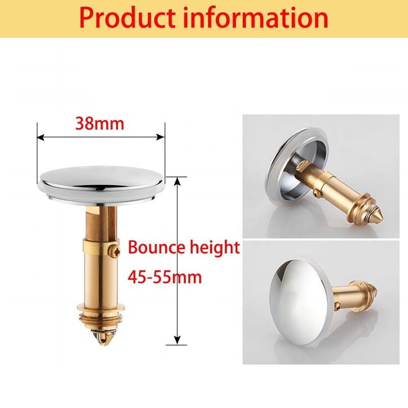 Qrity Sink Drain Plug Stopper, Push Pop-Up Click Clack Plug