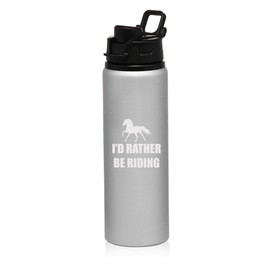 MIP 25 oz Aluminum Sports Water Travel Bottle I'd Rather Be Riding Horse (Silver)