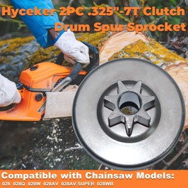 Hyceker 2PC .325"-7T Clutch Drum Spur Sprocket For Stihl 028 028AV Super 028Q 028W 028WB Wood Boss Chainsaws 1118 640 2001 .325 Pitch 7 Tooth Clutch Drum Sprocket With Needle Bearing Kit 9512 933 2370
