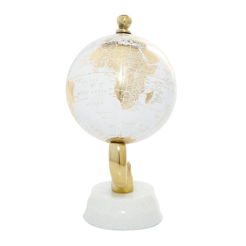 Deco 79 Aluminum Globe with Marble Base, 5" x 5"