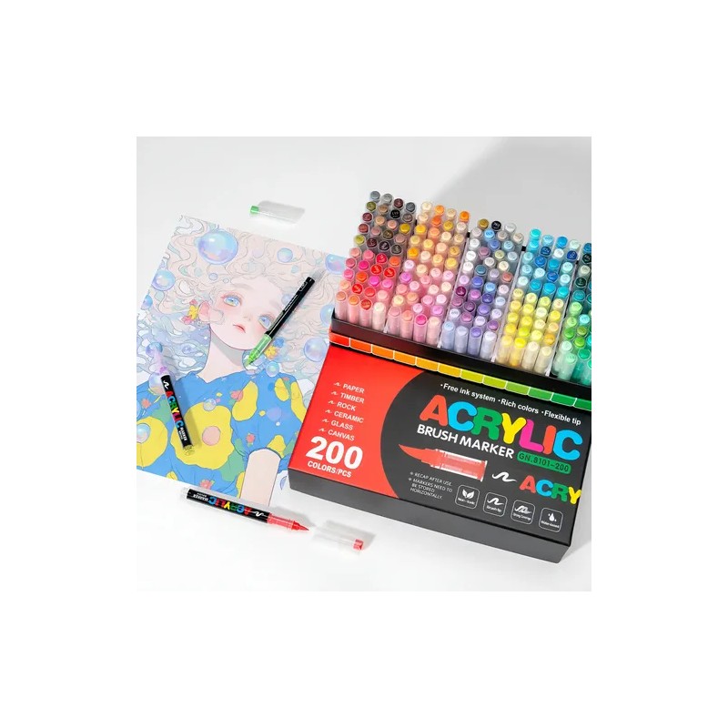 48 Plumones Punta Pincel Brush Pintura Acrílica