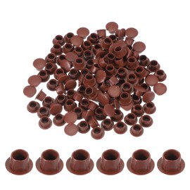 uxcell 120Pcs Plastic Hole Plugs, 2/7"(8mm) Flush Type Panel Round Screw Caps Cover Fastener Knockout Locking Plugs for Furniture Insert End Caps Panels, Red Brown