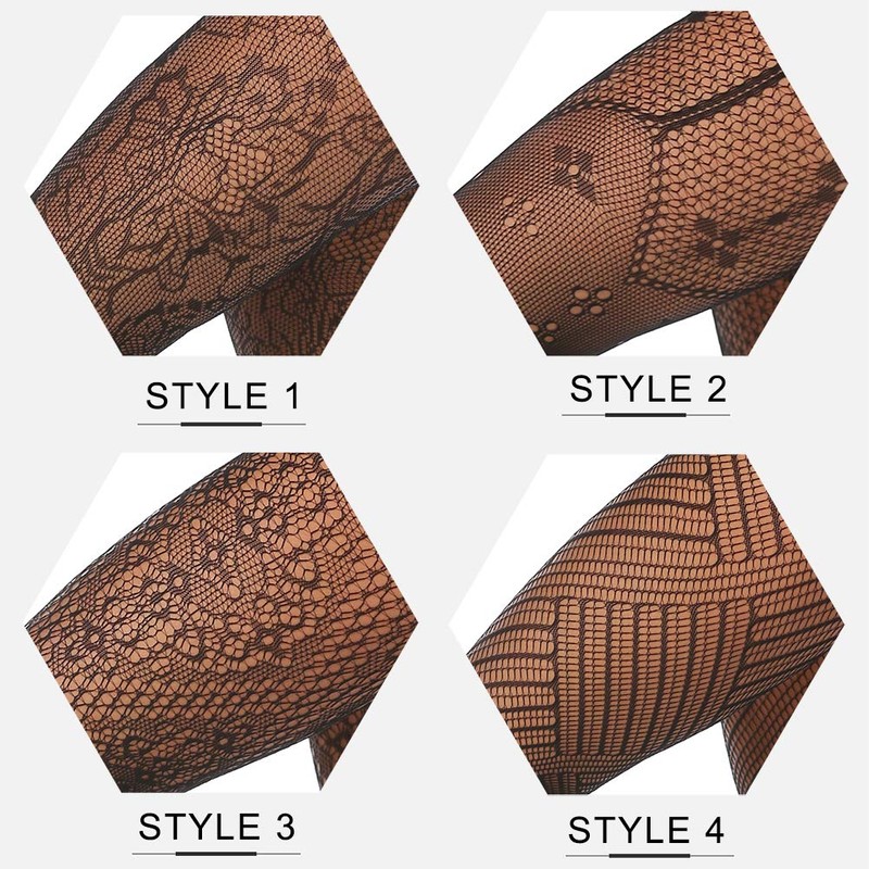 MANZI Womens Fishnet Tights Patterned Stockings 4 Styles Stretch Fishnets