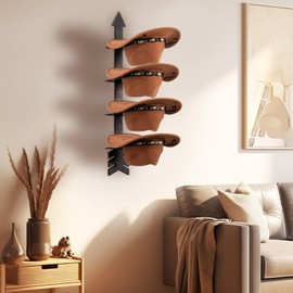 Outink Western Cowboy Hat Rack Wall Mount Western Cowboy Hat Holder Rustic Hat Hanger Solid Wood with Arrow Design Hat Organizer for Hat (1)
