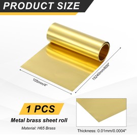 uxcell Brass Sheet Roll, 600" x 4" x 0.0004" Metal Flashing Brass Foil Roll for Crafting, Electrical DIY Projects Repairs, Gold