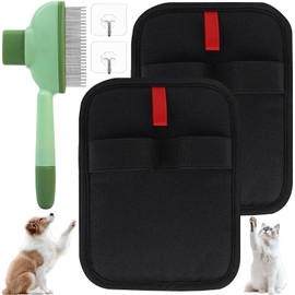 QTOETUII Pet Hair Removal Glove, Magic Brush Pet Hair, Cat Comb, Washable Reusable Dogs Cats Hair Gloves for Furniture, Bed, Sheets, Couch, Clothes, Carpet, Car Seat, Pet Grooming, Curtain (2PCS)