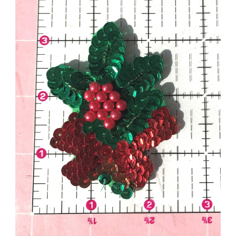 Mistletoe Christmas Beaded Sequined Sew-On Applique Patch (Pack of 3)